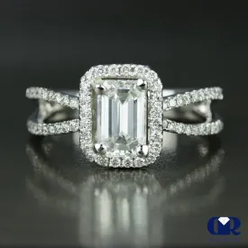 1.68 Carat Emerald Cut Diamond Engagement Ring In 18K White Gold