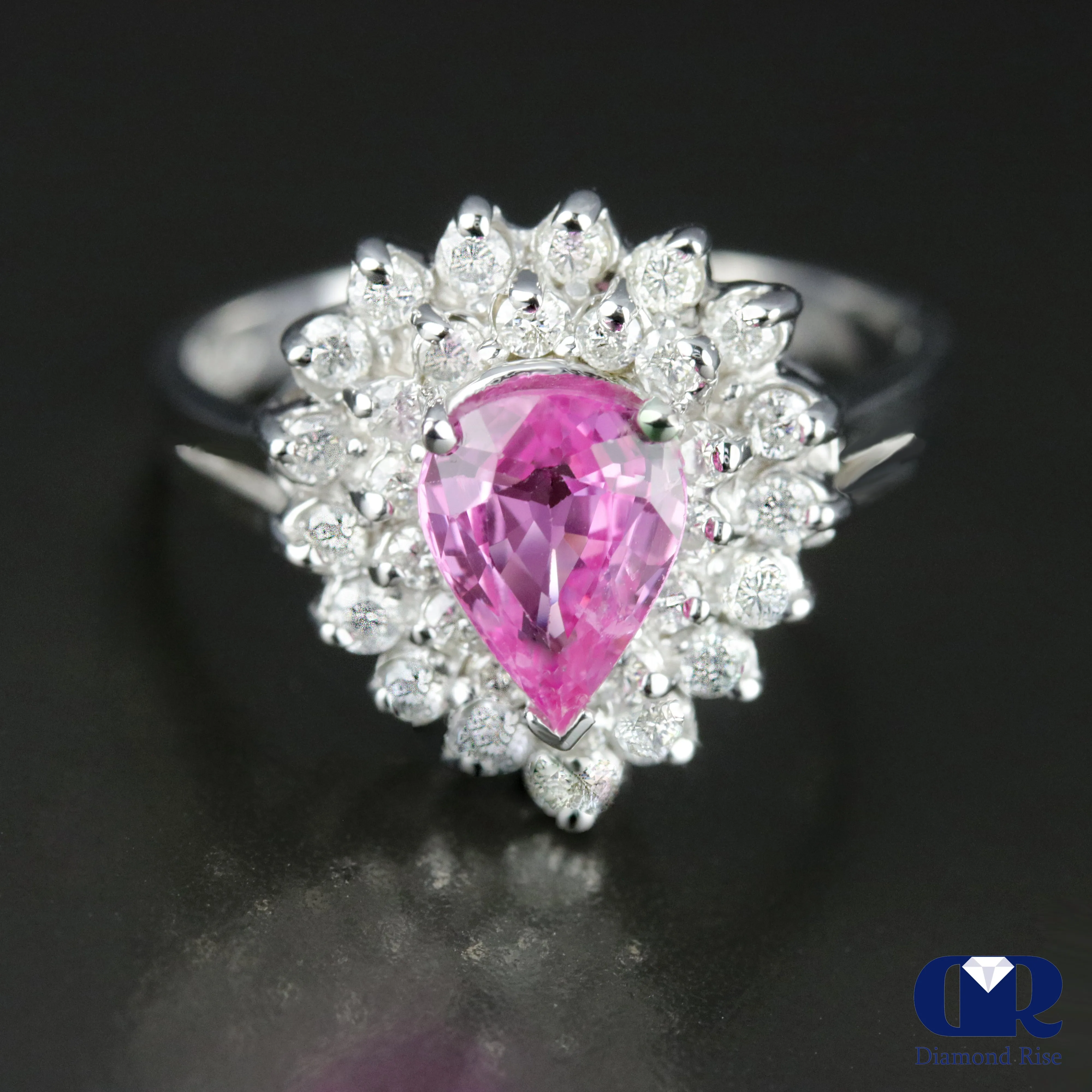 1.90 Ct Natural Pink Sapphire & Diamond Engagement Ring