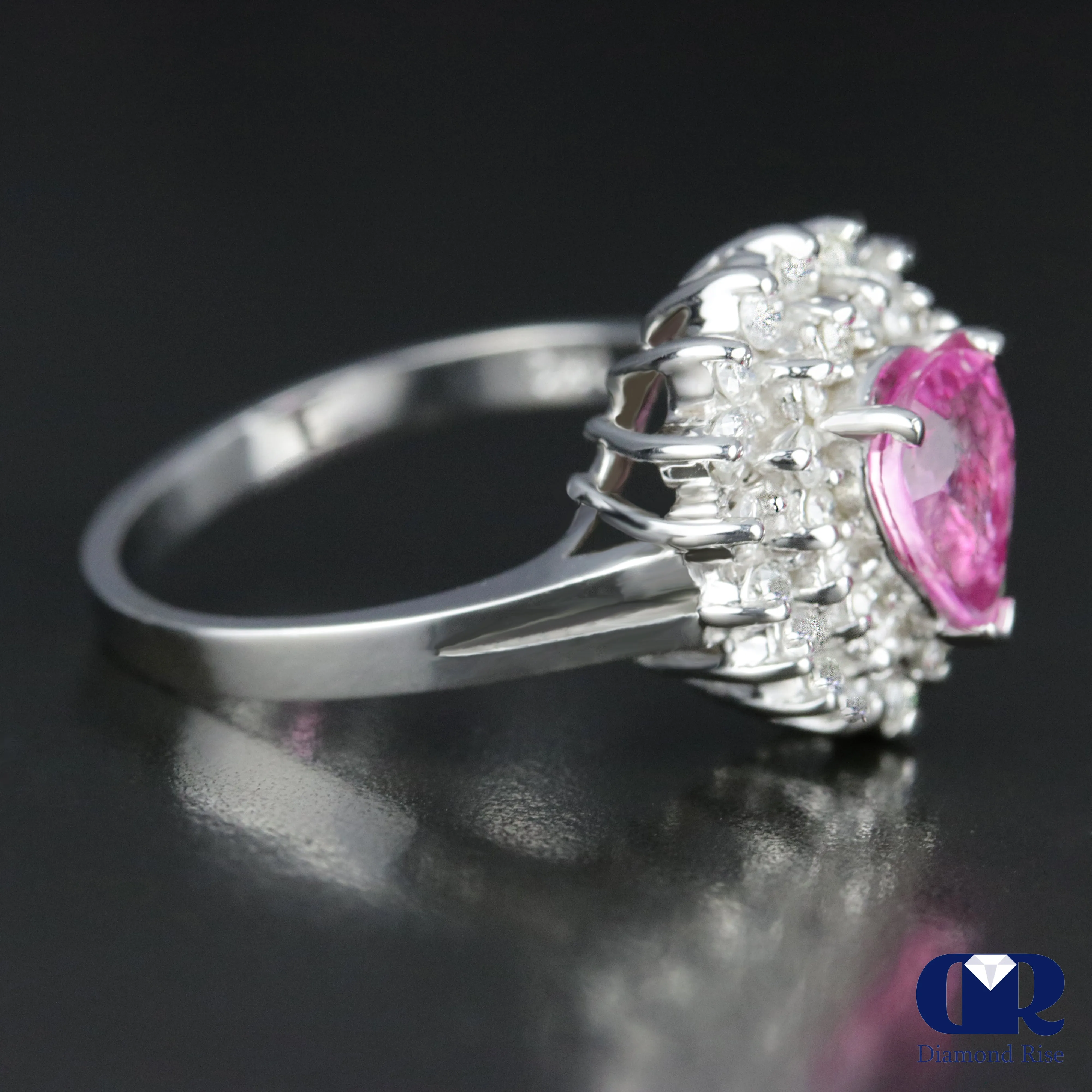 1.90 Ct Natural Pink Sapphire & Diamond Engagement Ring