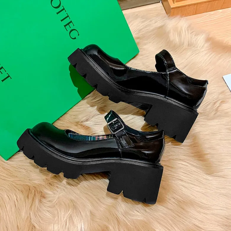 Advbridge Mary Janes Shoes Women Spring High Heels Party Designer Platform Shoes for Women's Loafers Patent Leather Black Sexy Shoe