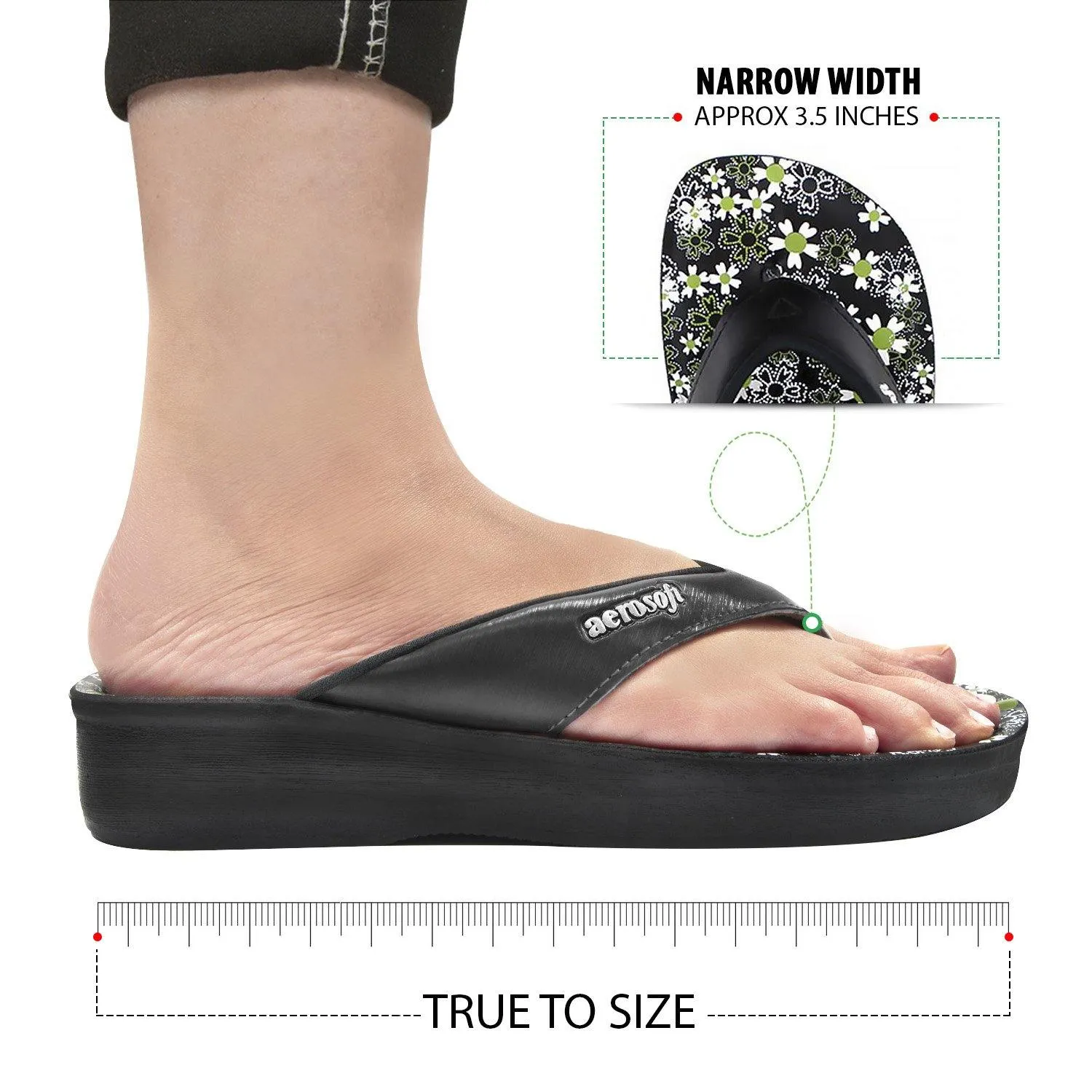 Aerosoft - Anette A0815 Floral Summer Vacation Essentials Arch Support Flip Flops For Women