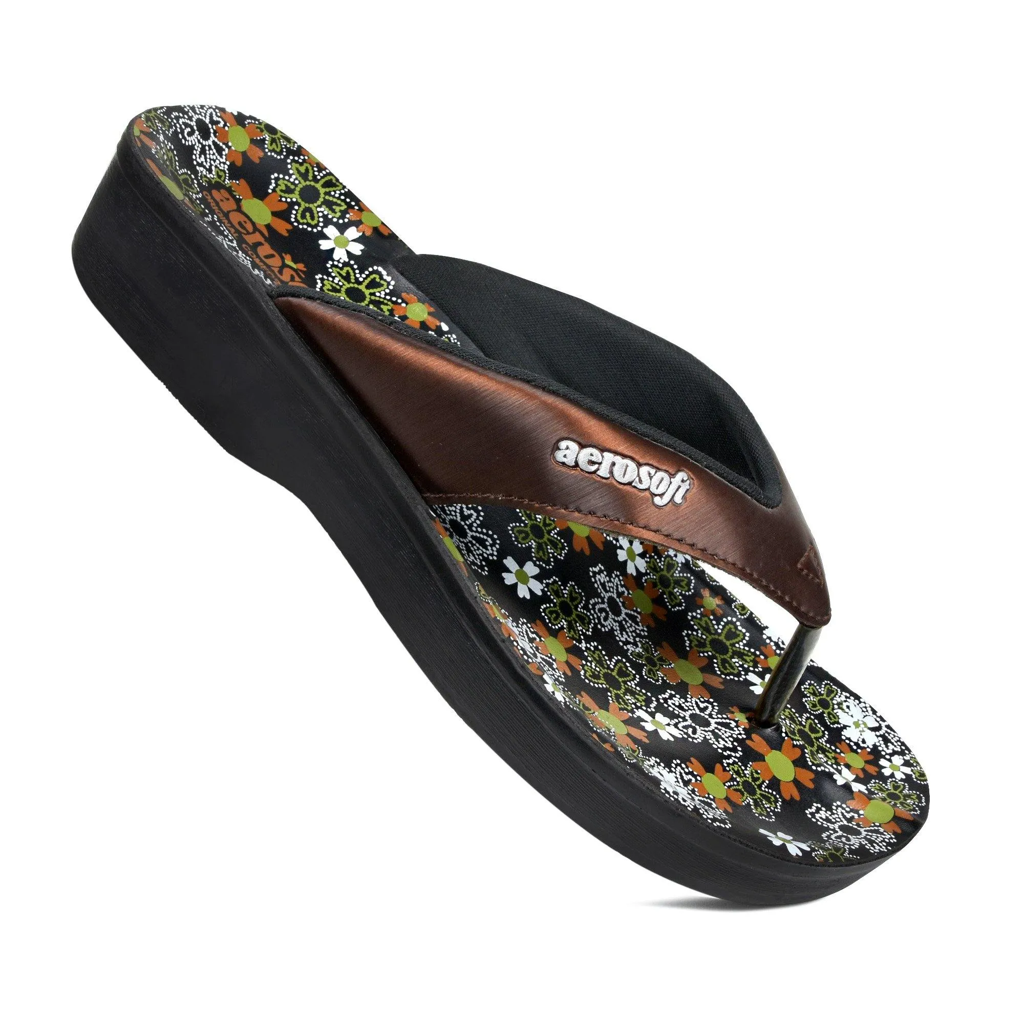 Aerosoft - Anette A0815 Floral Summer Vacation Essentials Arch Support Flip Flops For Women