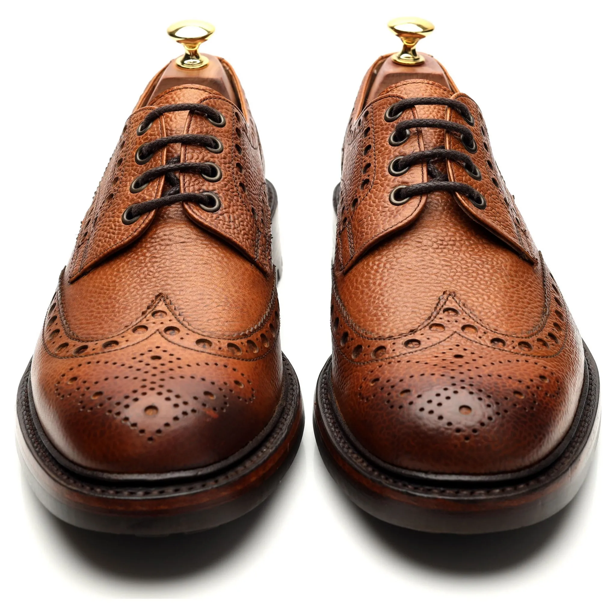 'Avon' Tan Brown Leather Derby Brogue UK 9 F