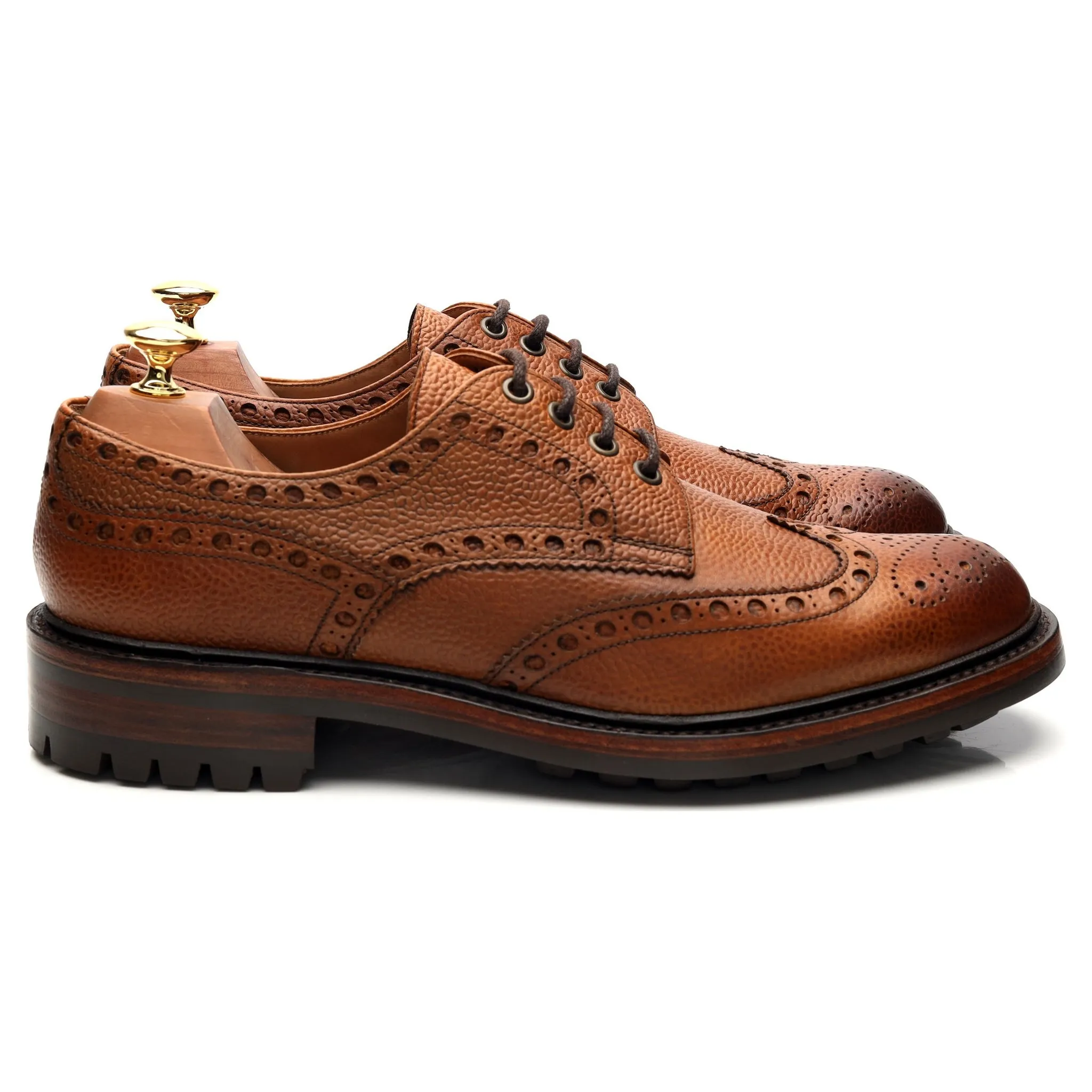 'Avon' Tan Brown Leather Derby Brogue UK 9 F