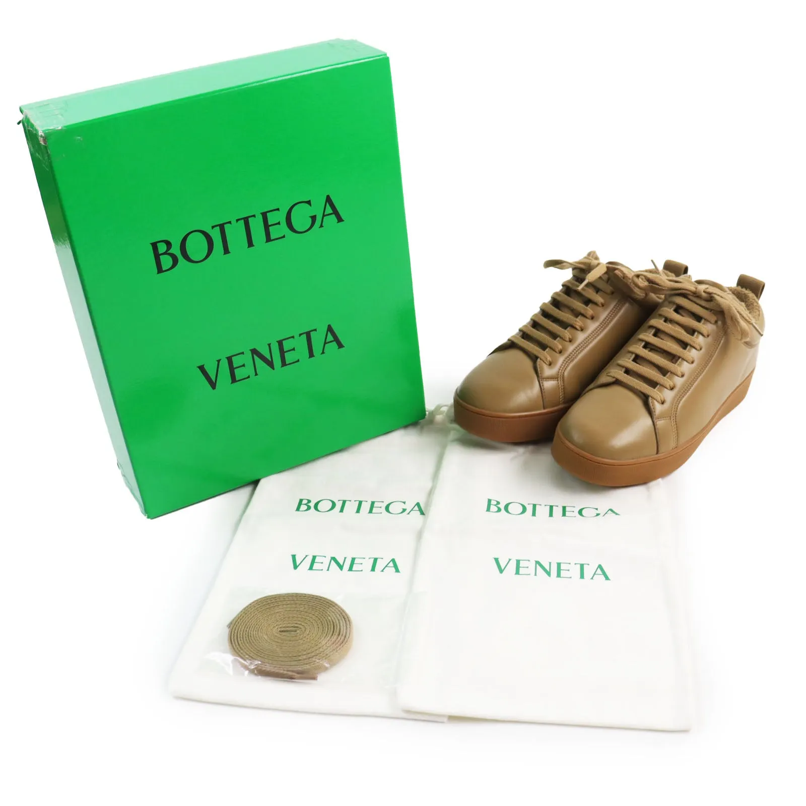 Bottega Veneta Leather Low Cut Sneakers Brown 43