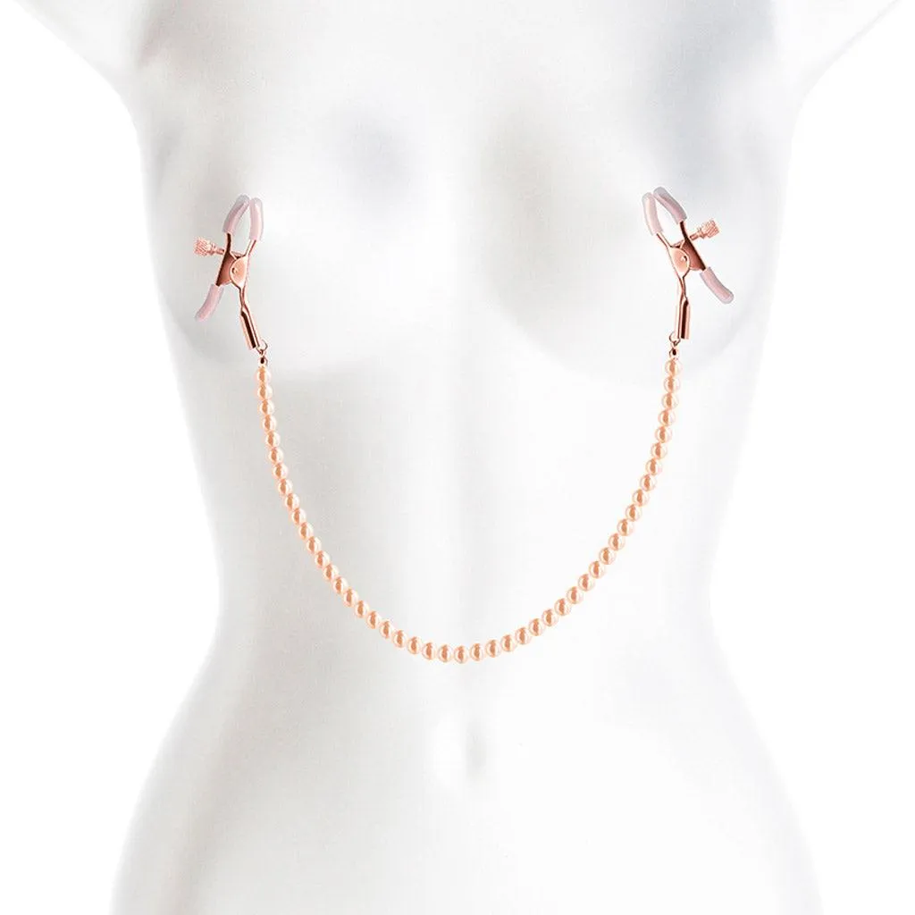 Bound Pearl Nipple Clamps, Rose Gold