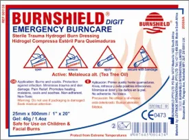 Burnshield Sterile Pain Relief Cooling Digit Burn Dressing for Sunburn, Open Flame and Hot Water 1″ x 20″ (2.5 cm x 50 cm)