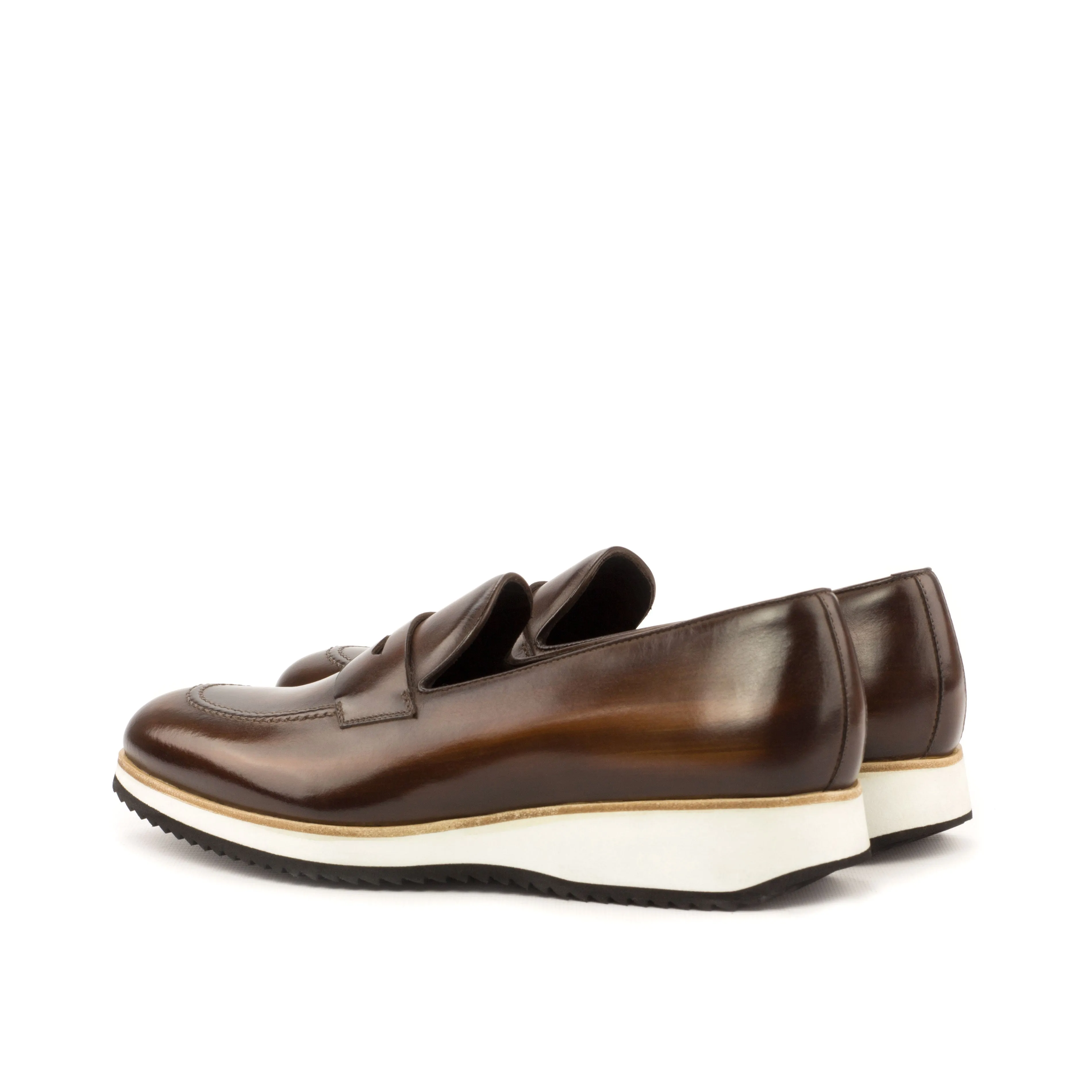 DapperFam Luciano in Brown Men's Hand-Painted Patina Loafer