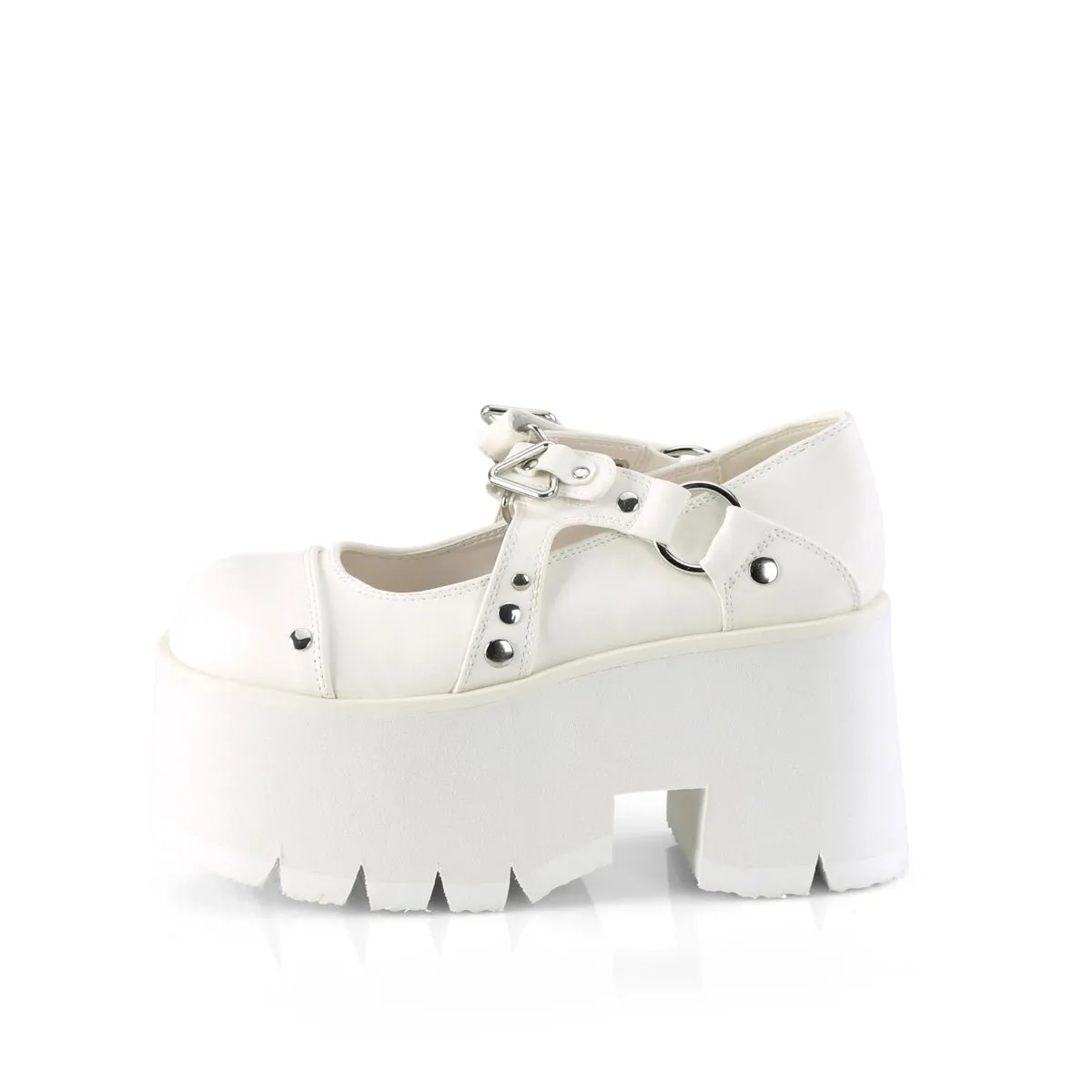 Demonia ASHES-33 | White Vegan Leather Mary Janes