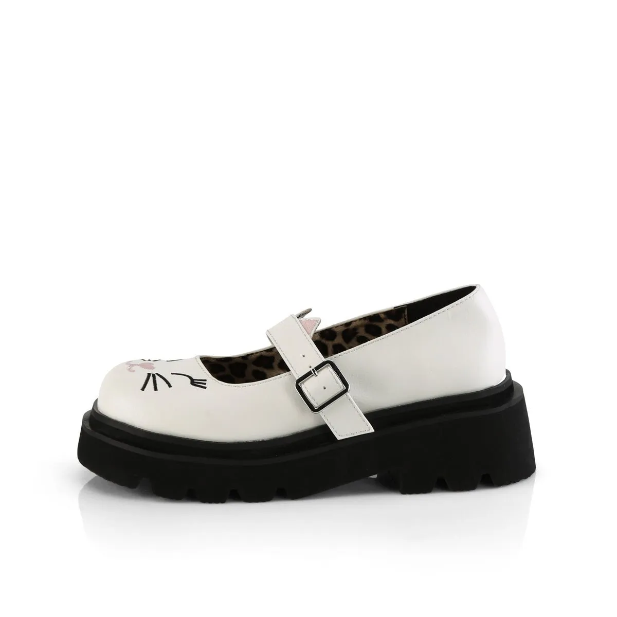 Demonia RENEGADE-56 | White Vegan Leather Mary Janes