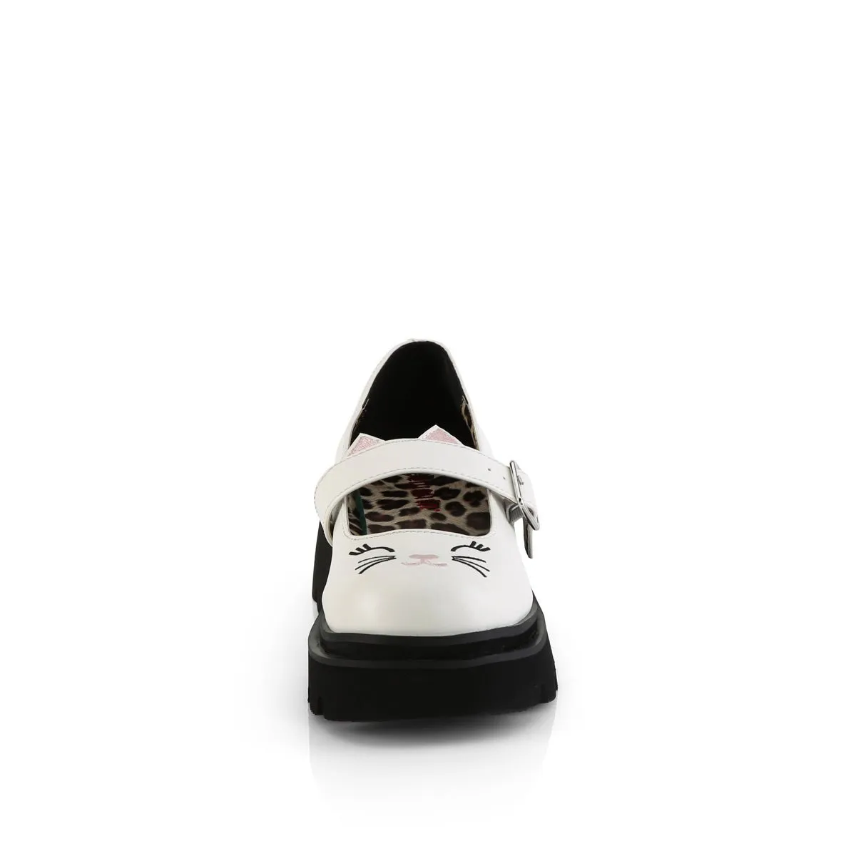 Demonia RENEGADE-56 | White Vegan Leather Mary Janes