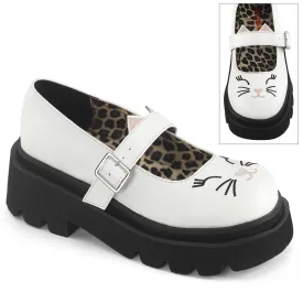 Demonia RENEGADE-56 | White Vegan Leather Mary Janes