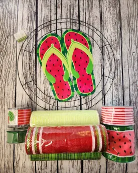 DIY Watermelon Wreath Kit With 13 Inch Watermelon Flip Flops, Summer, For Kids or Adults