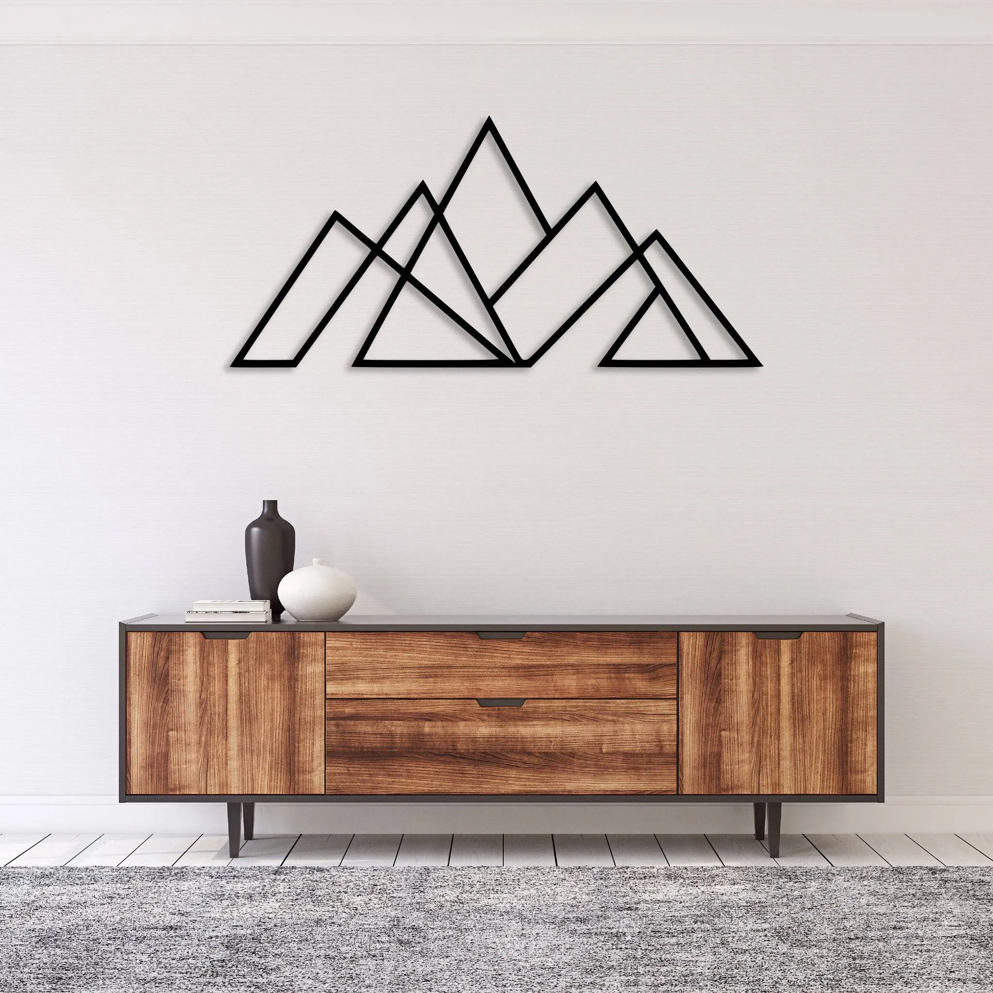 Geometric Mountains - Metal Wall Art