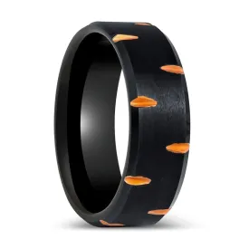 GILTBLADE | Black Tungsten Ring, Alternating Wedge Cuts