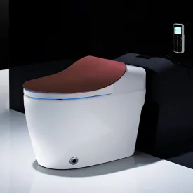 Glacier Luxury  One-Piece Smart Toilet Floor Mounted HD Screen &Remote Control Simple Fashionable Design -Red Wine