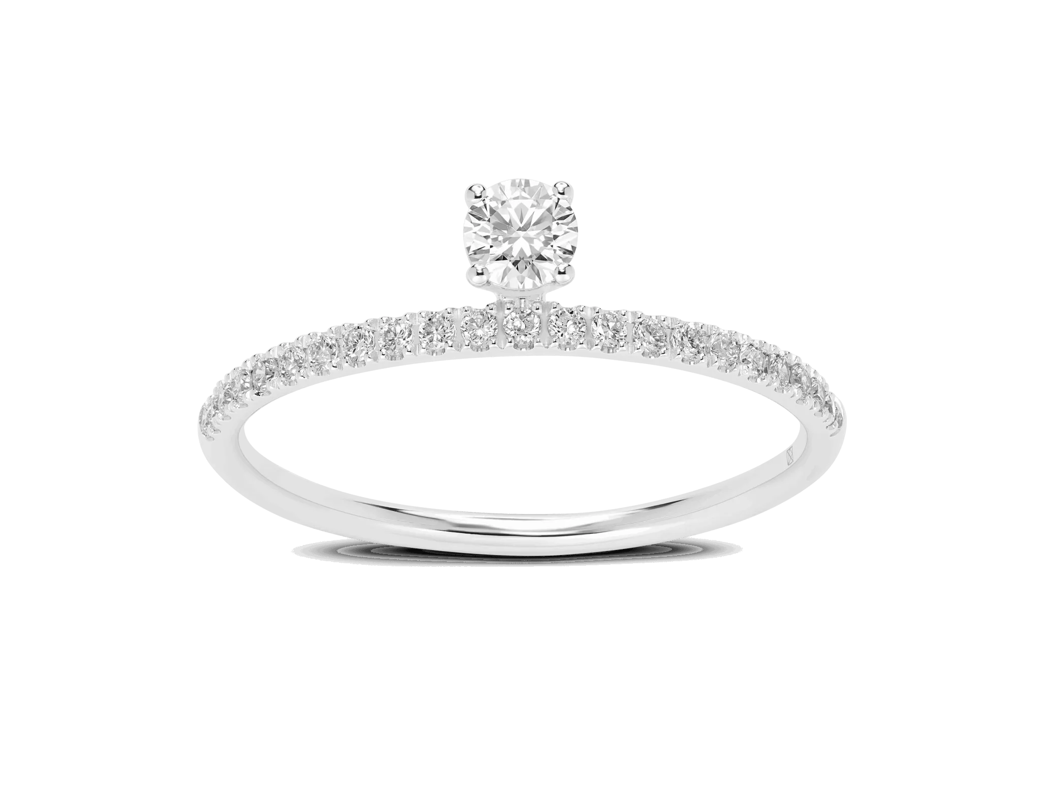 Lab-Grown Diamond ¼ct. tw. Floating Stone Pavé Stacking Ring | White