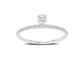 Lab-Grown Diamond ¼ct. tw. Floating Stone Pavé Stacking Ring | White