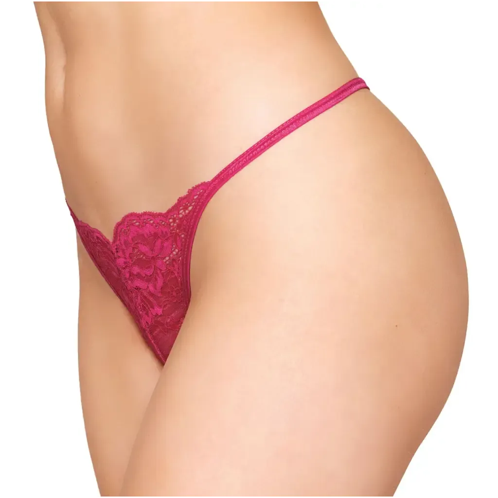 Lace Open Crotch G-string Beet