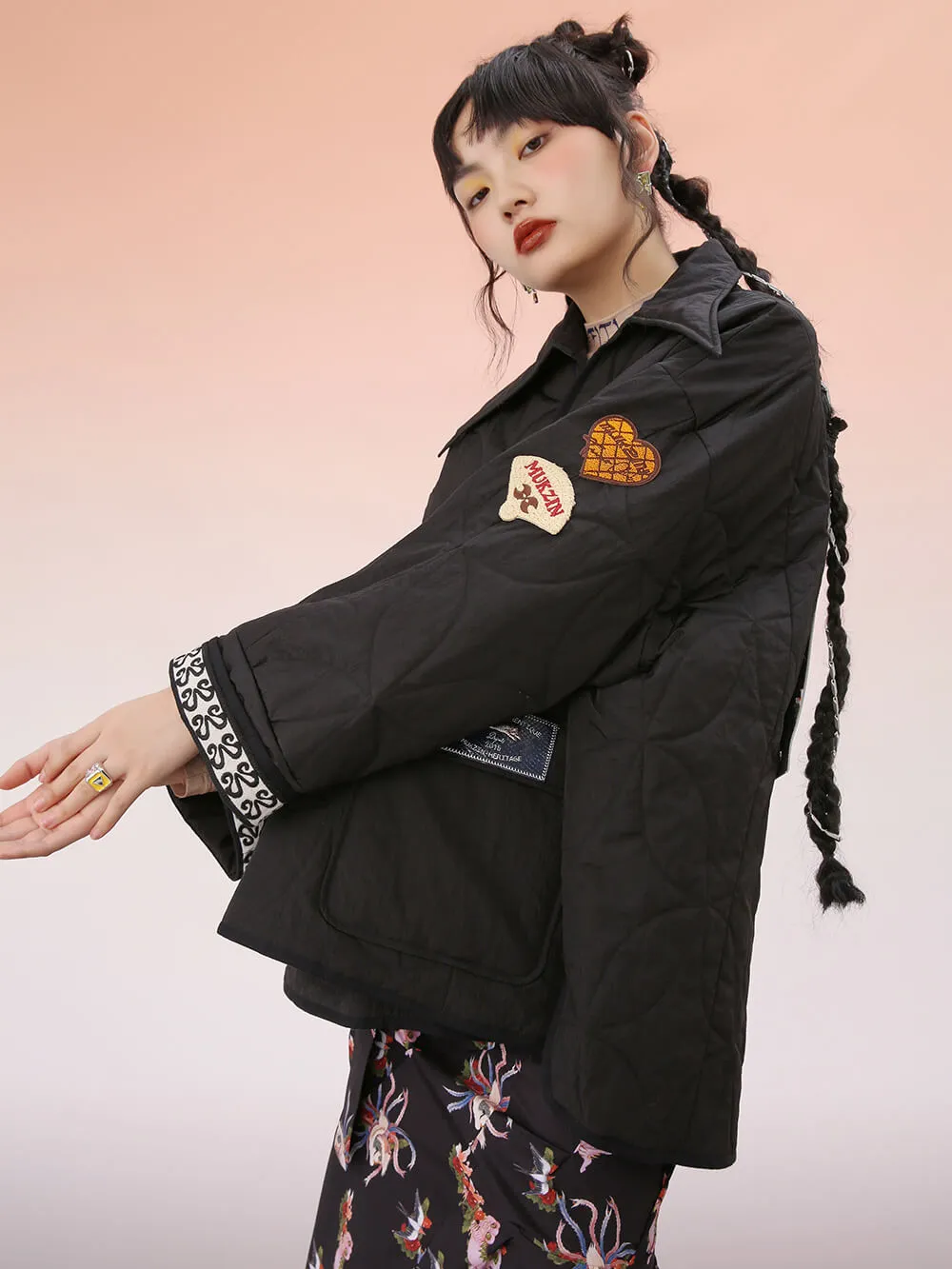 MUKZIN Loose Fit Black Padded Jacket