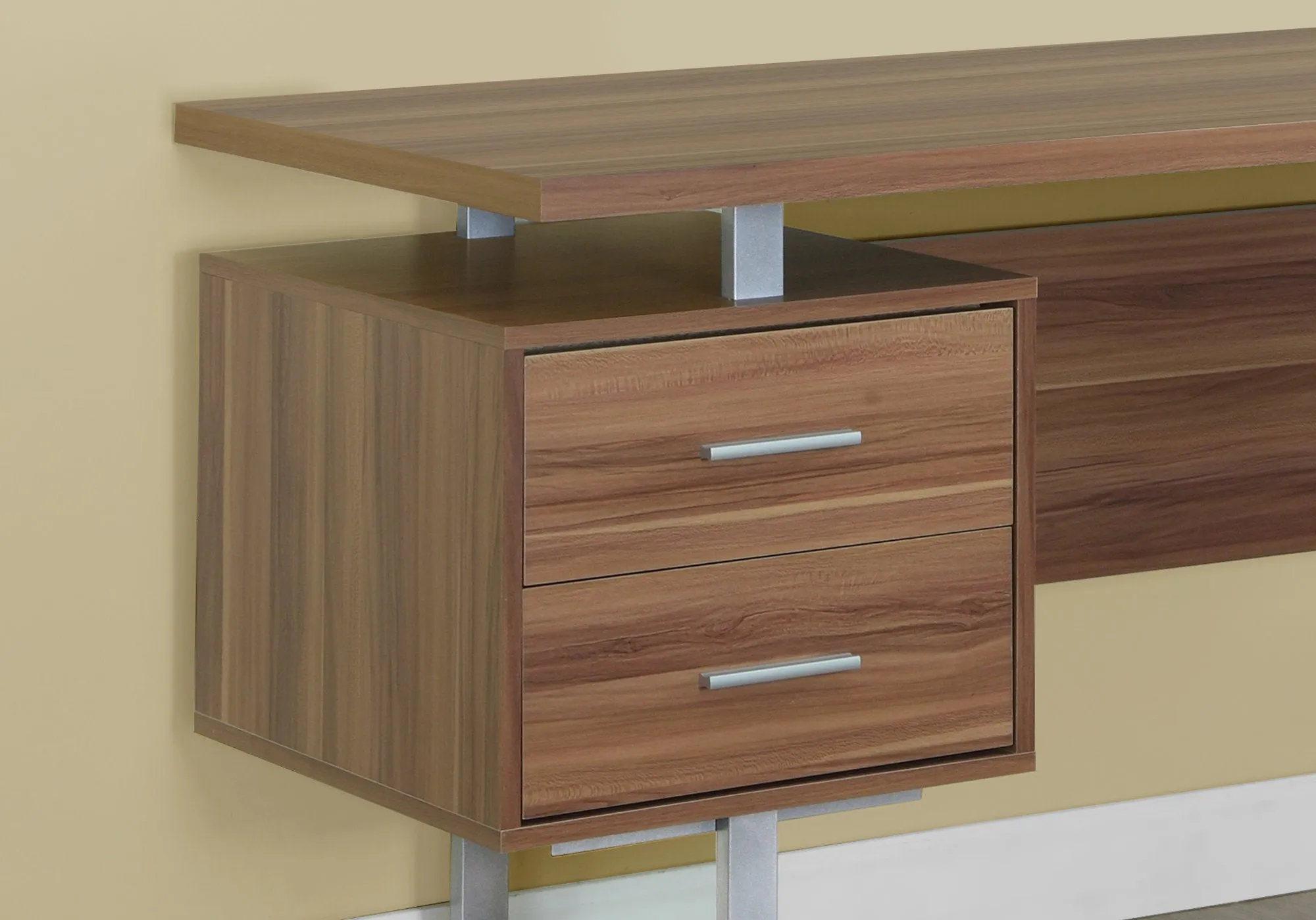 OFFICE SERIES - 60"L / WALNUT / SILVER METAL