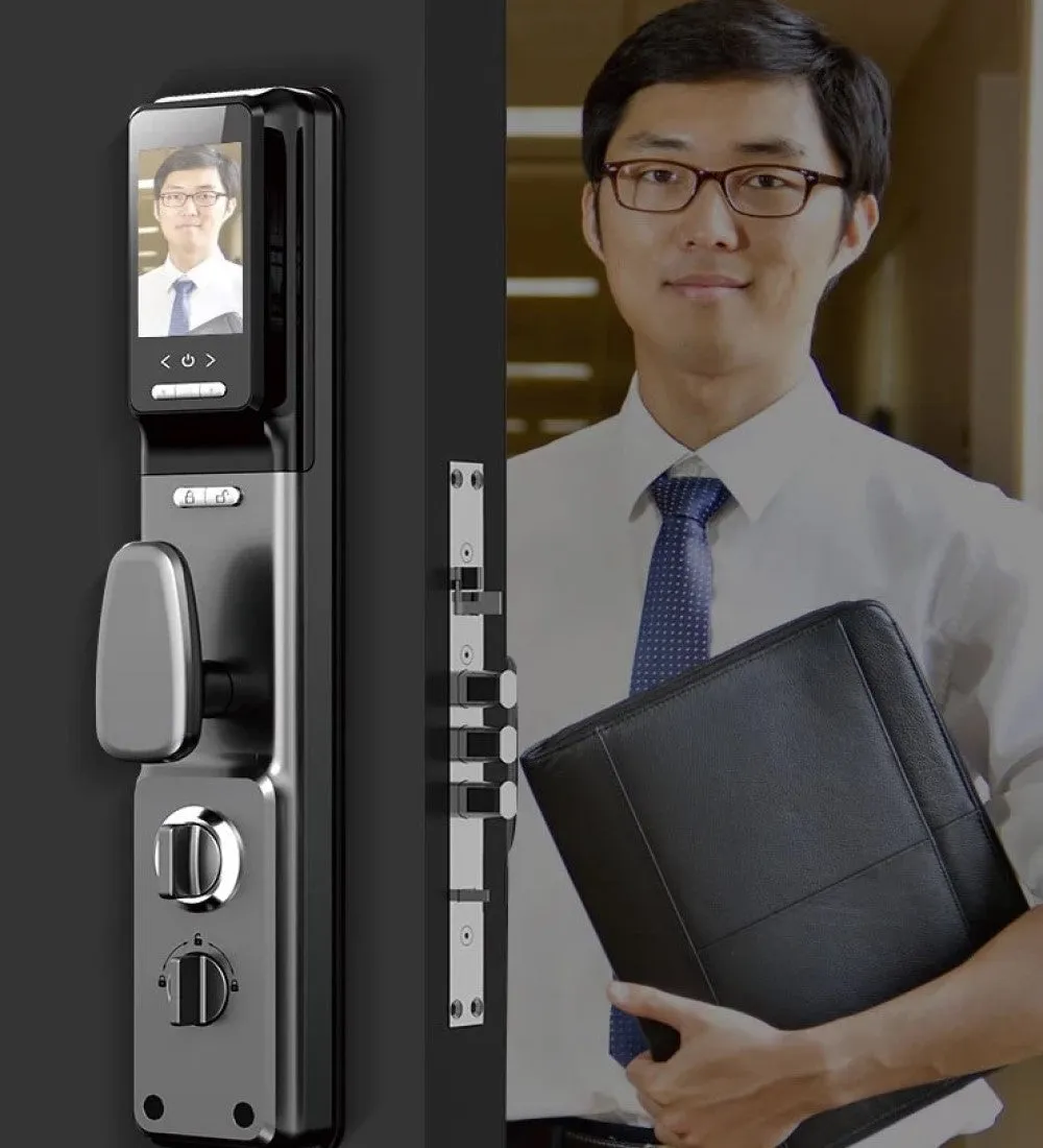 PASSION BLACK-Smart Entry Door Lock Built-in Camera App Control Push the Bell Instant notification Auto Capture Feature