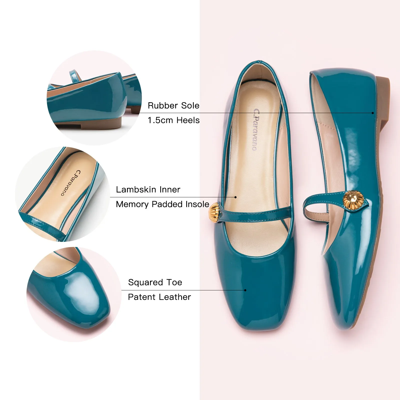 Patent Single-Strap Mary Jane (Clara) Peacock Blue