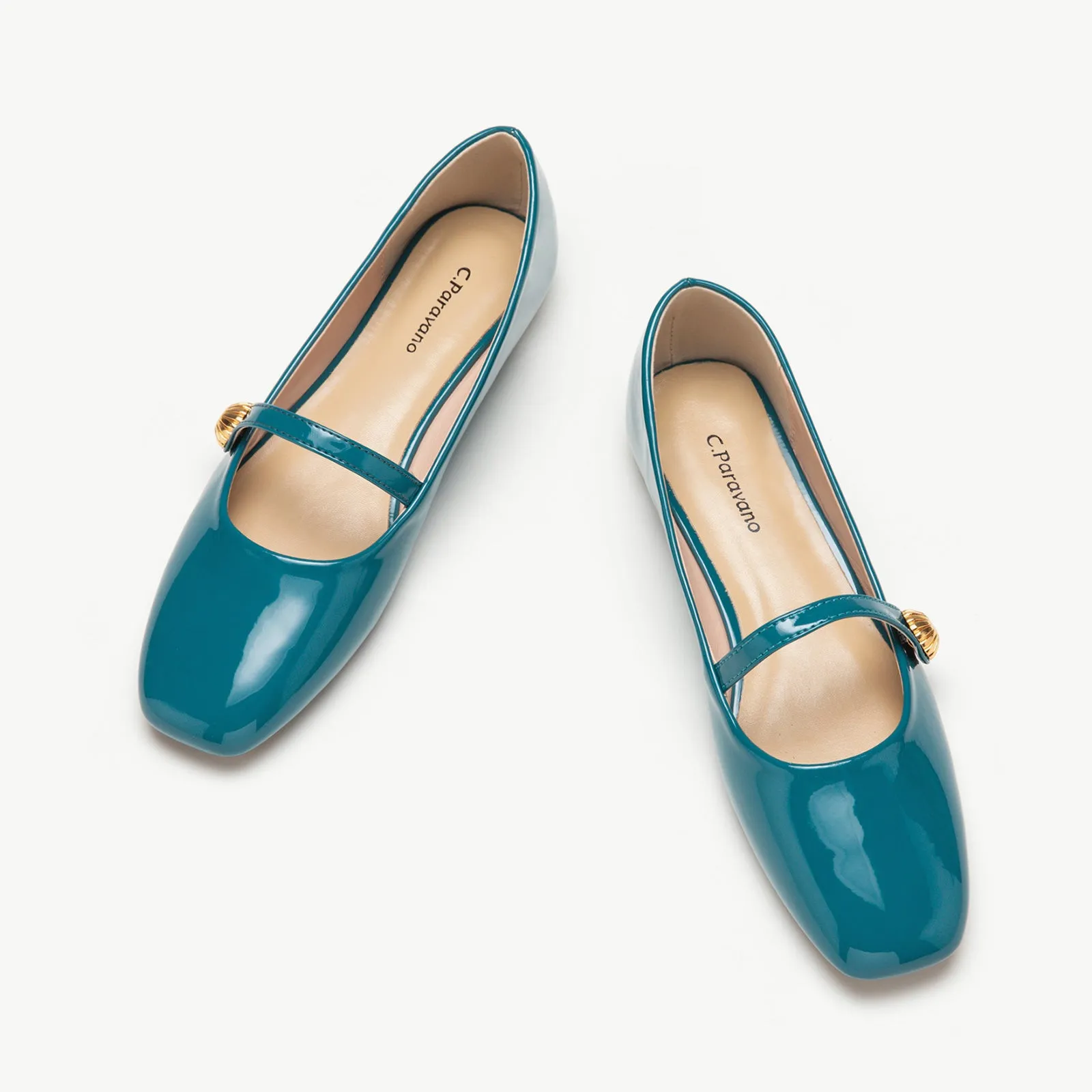 Patent Single-Strap Mary Jane (Clara) Peacock Blue