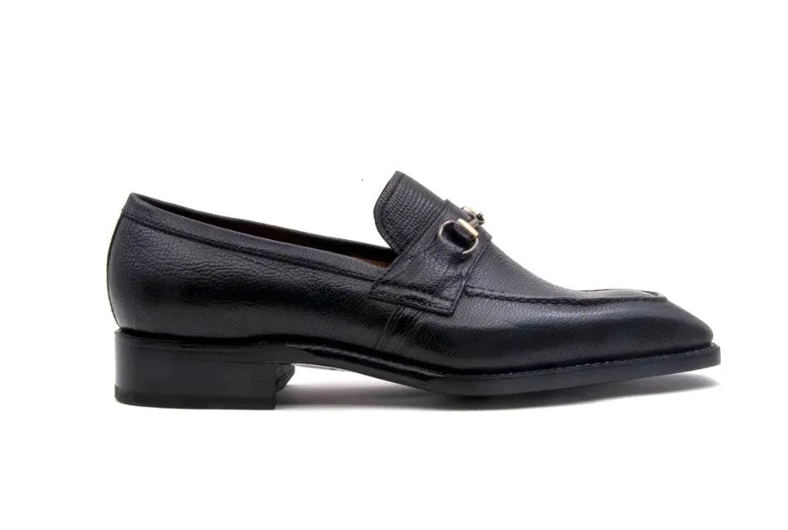 "Harry" Lama Skin Slip-On Loafer Black