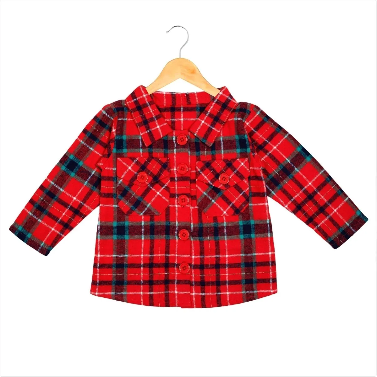 Red Check Flannel Christmas Jacket and Black pants Set