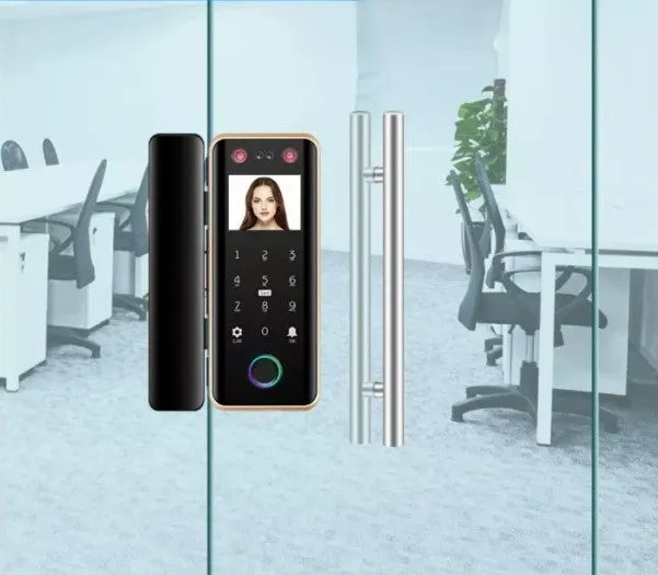 SPACE |  Smart Glass Door Lock With Face Recognition Fingerprint Passcode Mobile App And Card Unlocking Mode