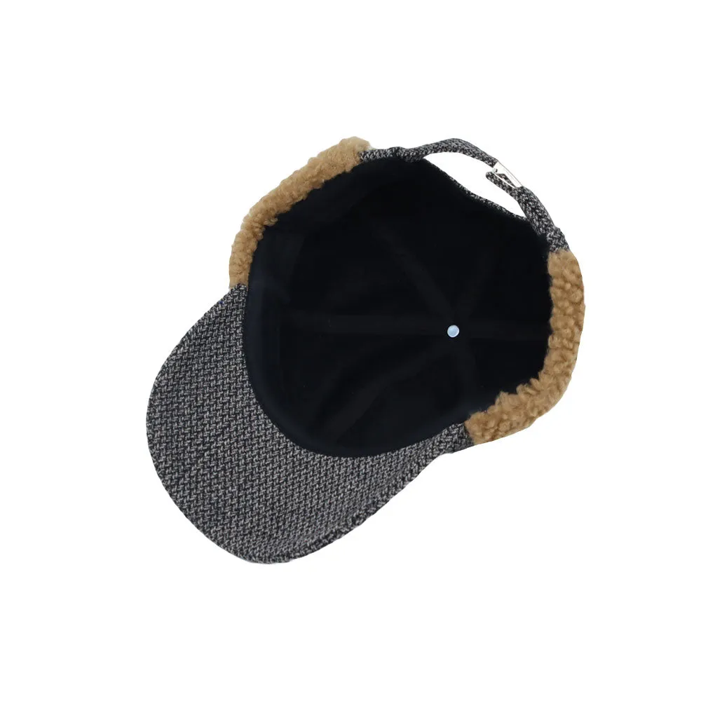 Winter Tweed Baseball Cap Earflap Visor Knit Hunting Hat CTT1490