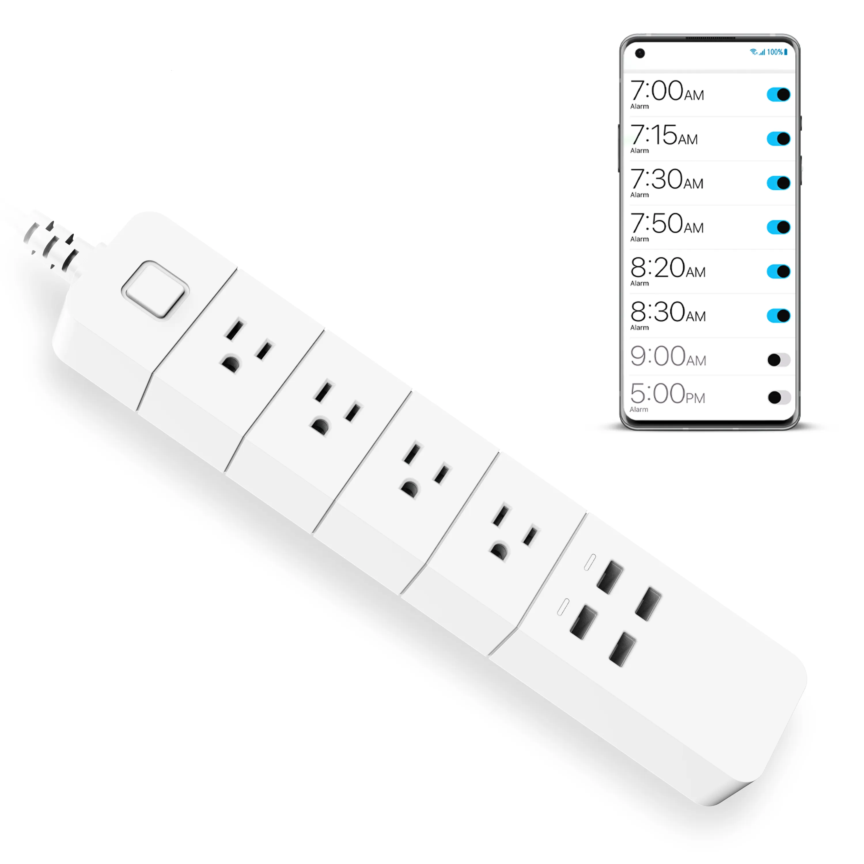 Wireless Smart Power Strip with Surge protection, Compatible with Alexa Google Home, no Hub required, controlled by eco4life app(4 Outlets, 4 USB Ports)